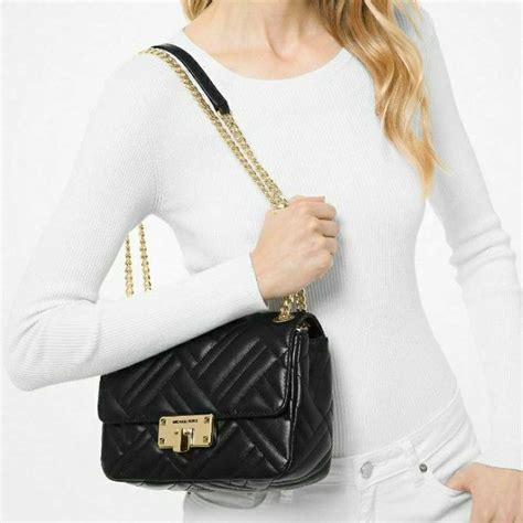 black peyton bag michael kors|Michael Kors Mk Peyton Large Quilted Belt Bag in Black .